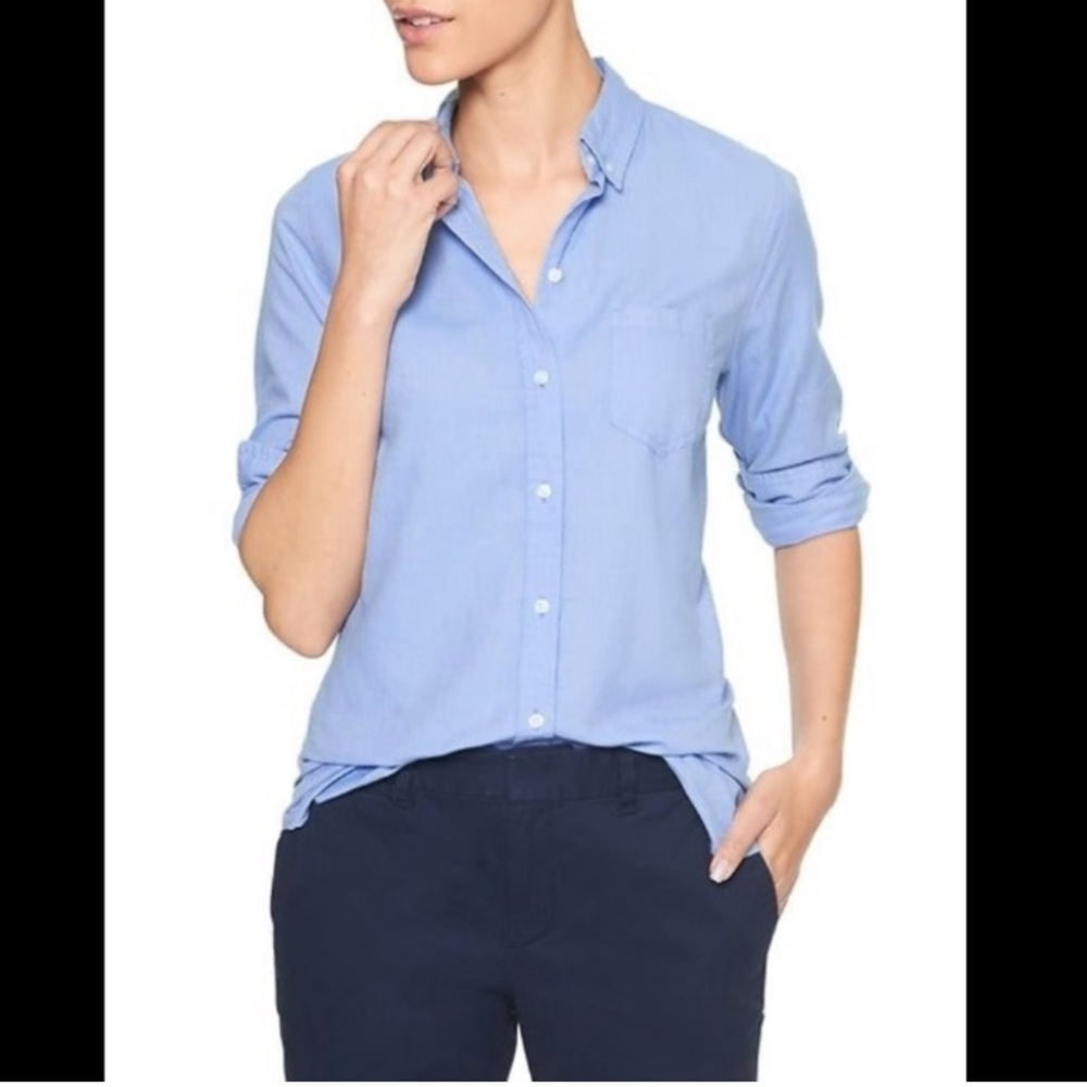 GAP FACTORY Light Blue Button-Down Casual Shirt M